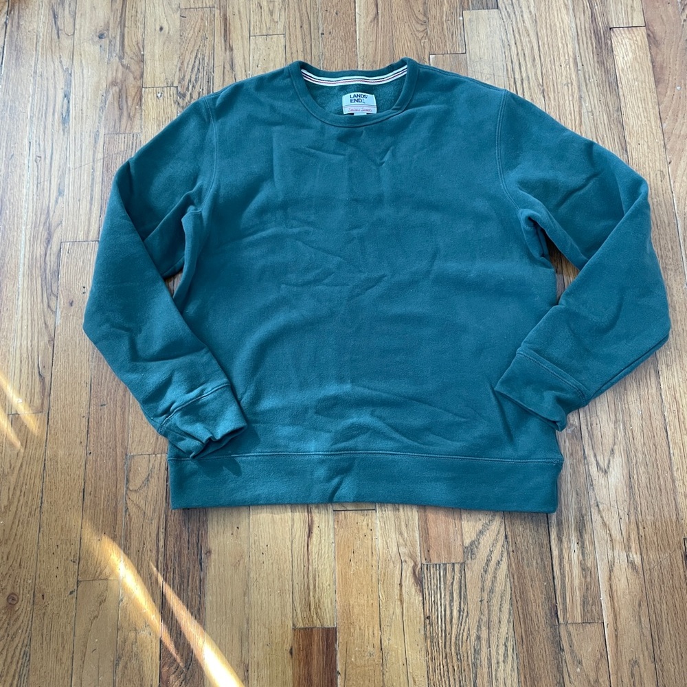 Lands End Men's Serious Sweats Crewneck Sweatshirt Woodland Green Medium